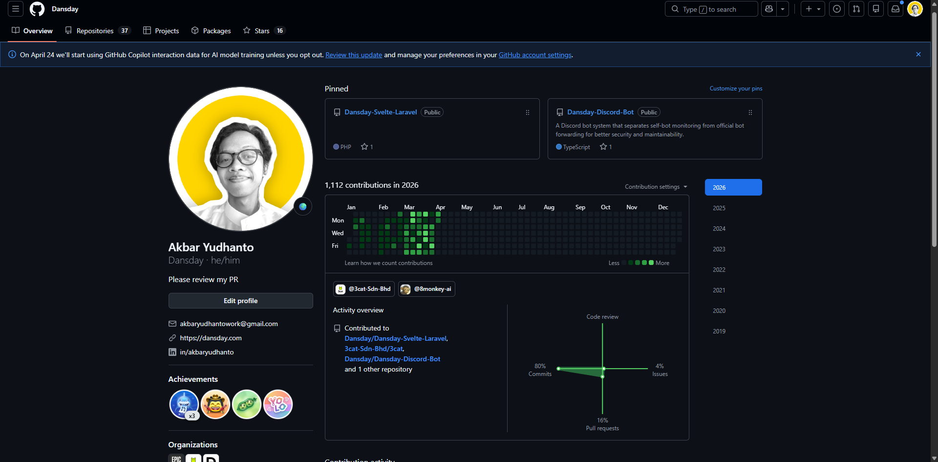 I hit 1,000 contributions on GitHub